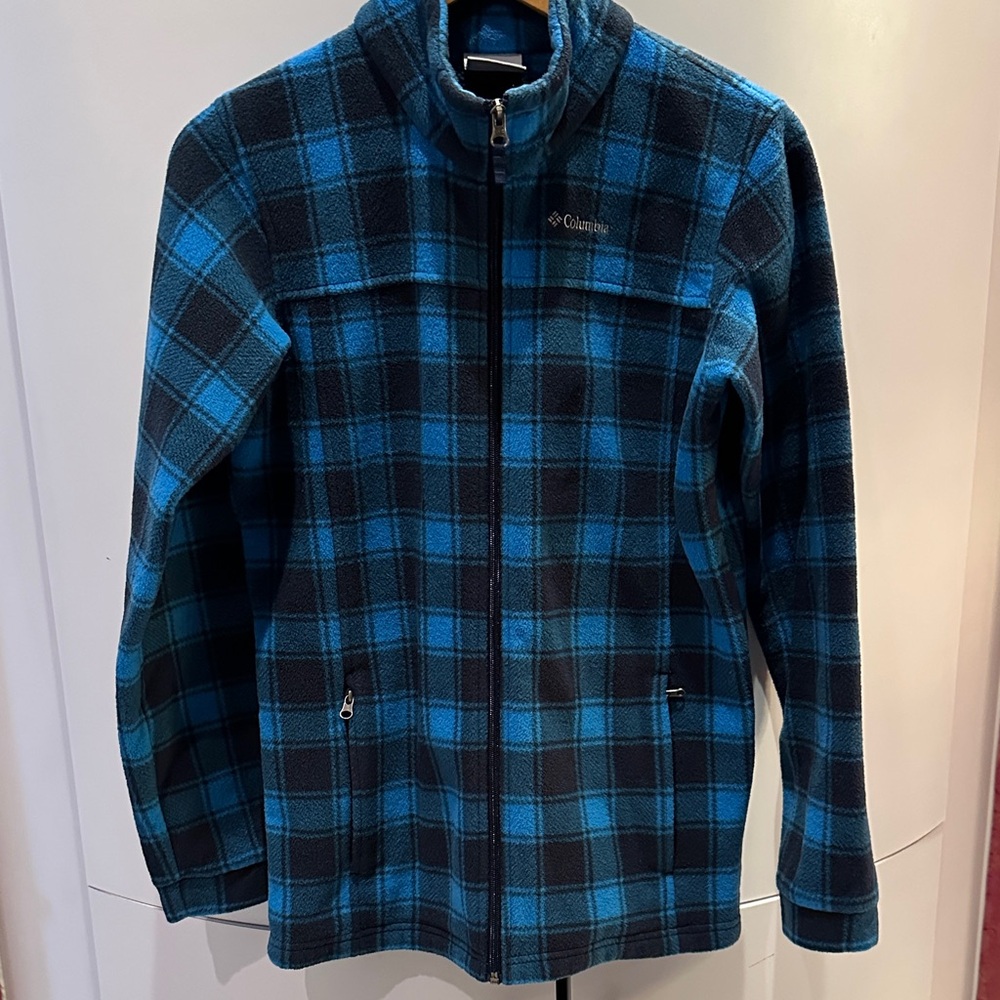 Columbia Kids Jacket in Blue and Black Checkered Pattern